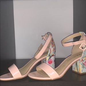 Open Toed Floral Heels